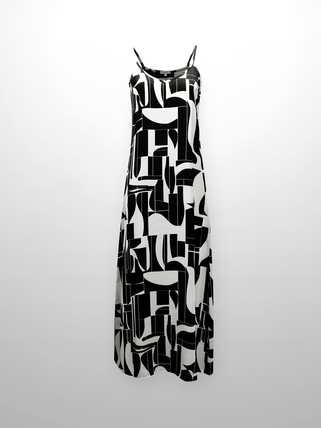 A-Line V Neck Slip Dress-Geo Black and White