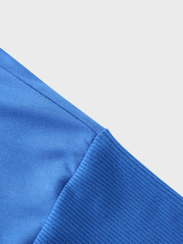 RIBBED BOTTOM T-SHIRT-COBALT BLUE