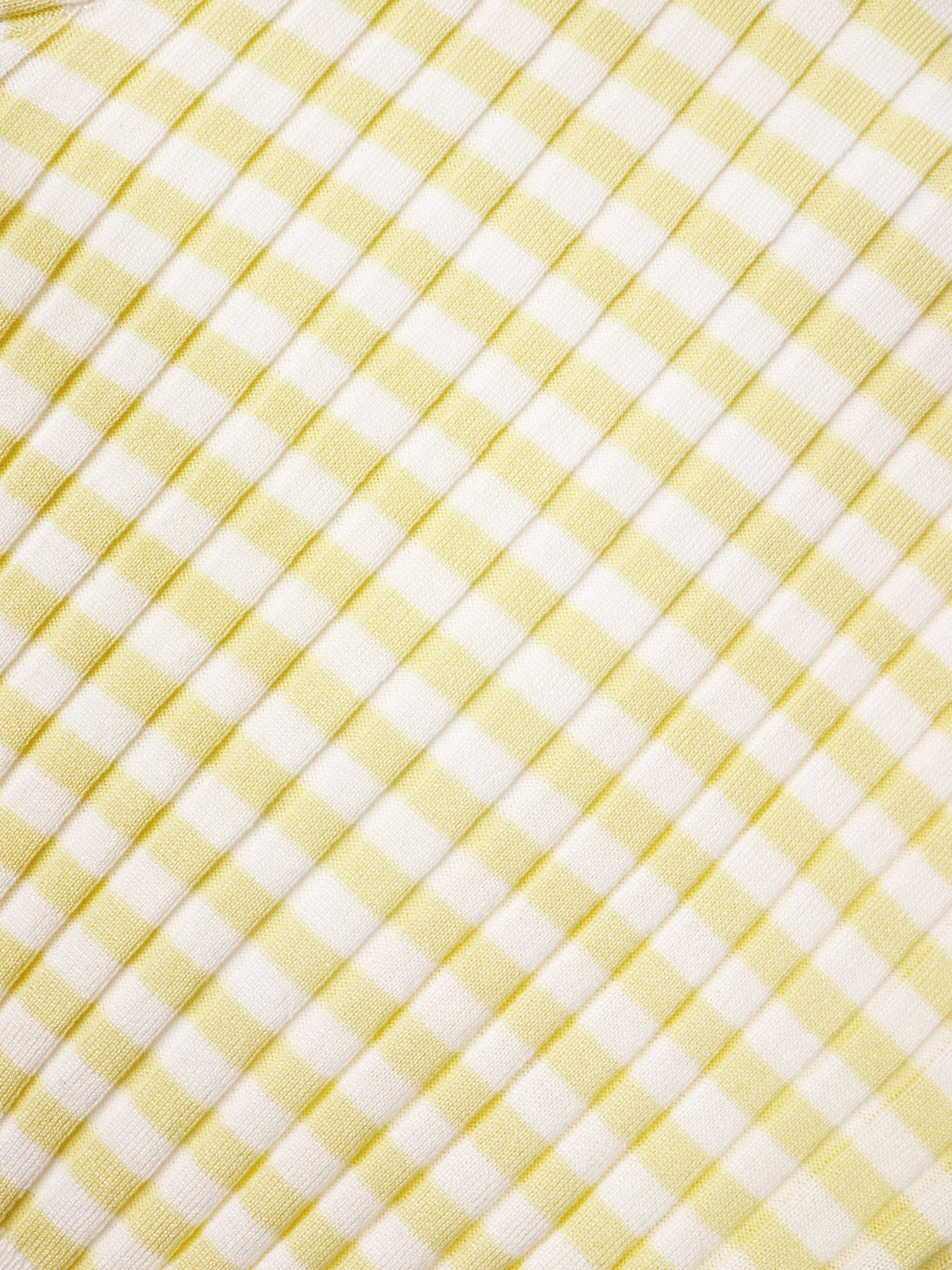 Striped Scalloped Edge Cardigan-Yellow/White