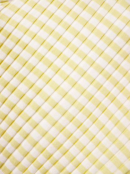 Striped Scalloped Edge Cardigan-Yellow/White