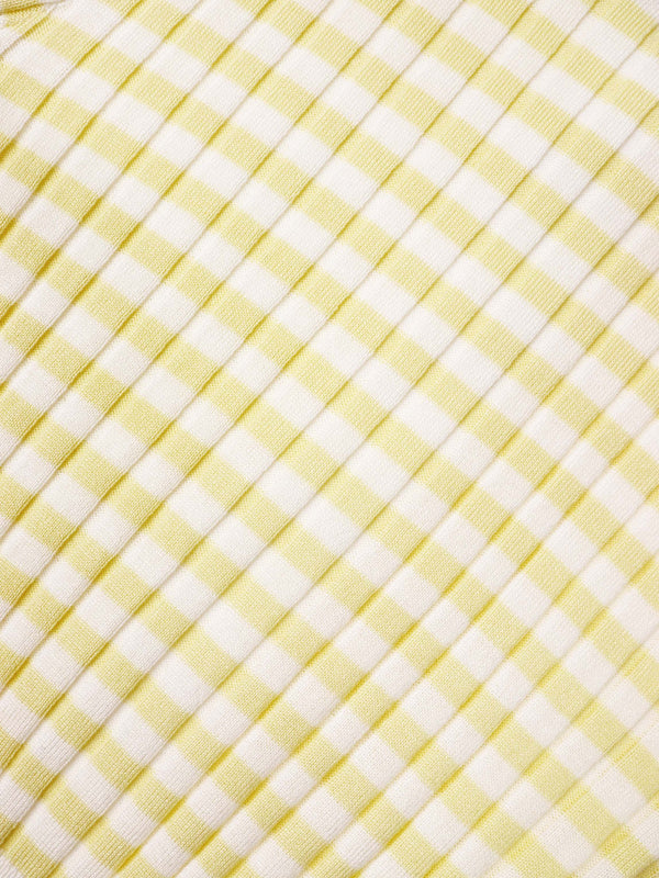 Striped Scalloped Edge Cardigan-Yellow/White