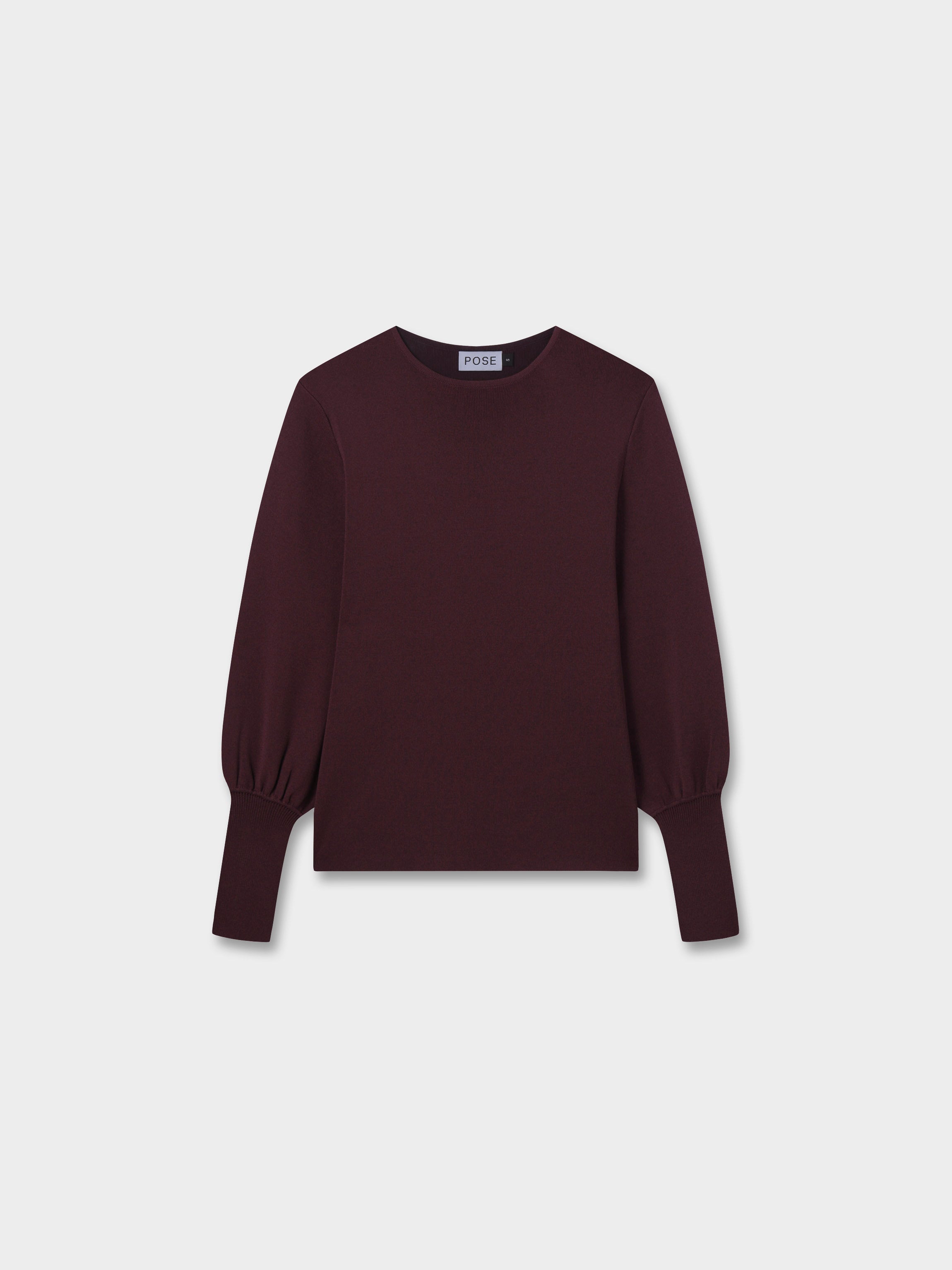 High Cuff Sweater- Burgundy