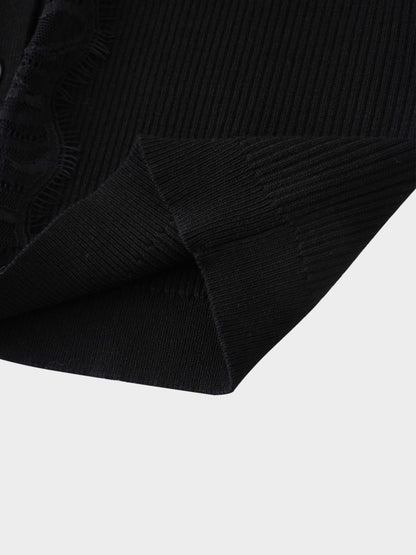 Lace Trimmed Sweater-Black