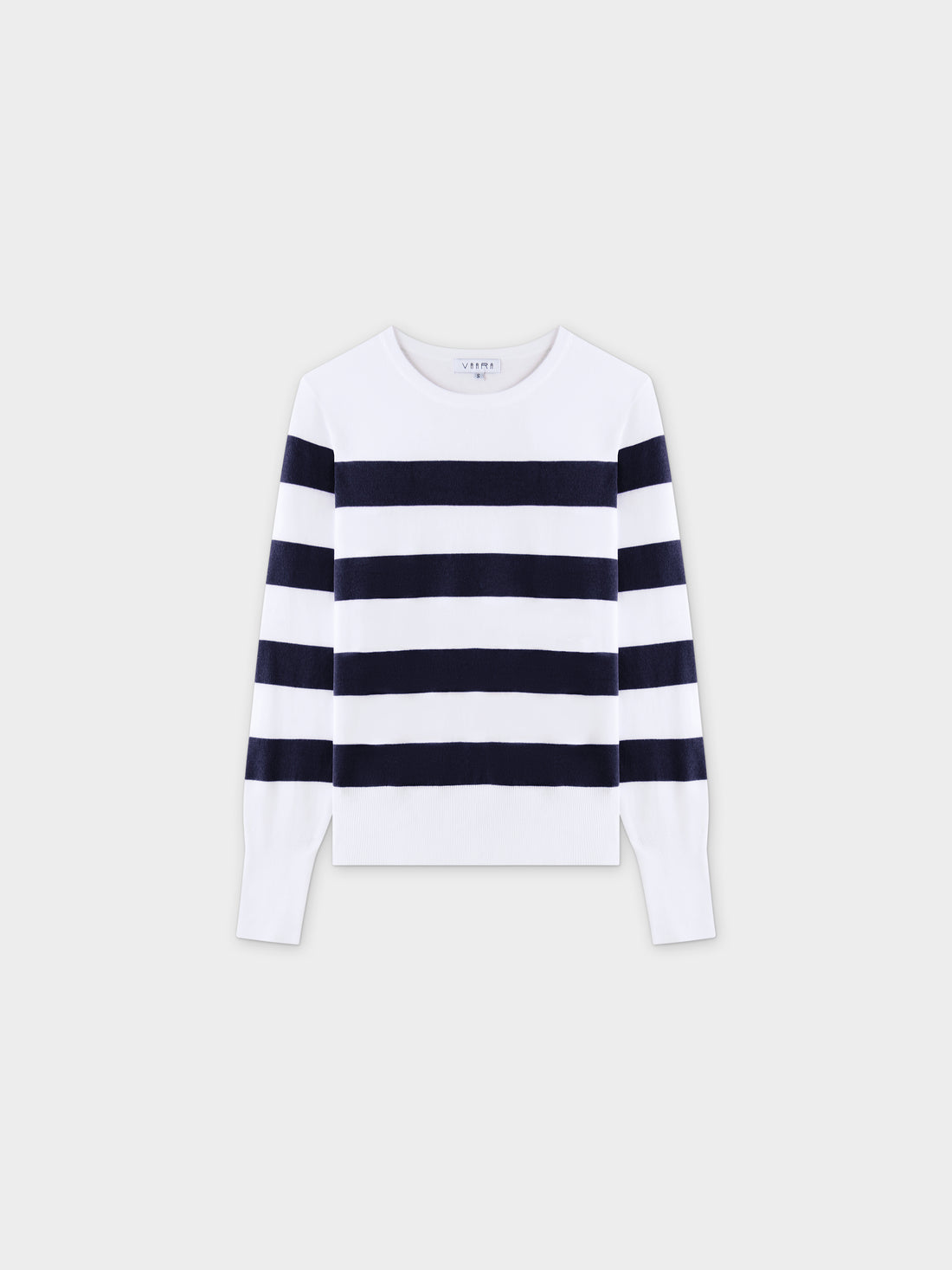 Striped Cotton Sweater-Navy