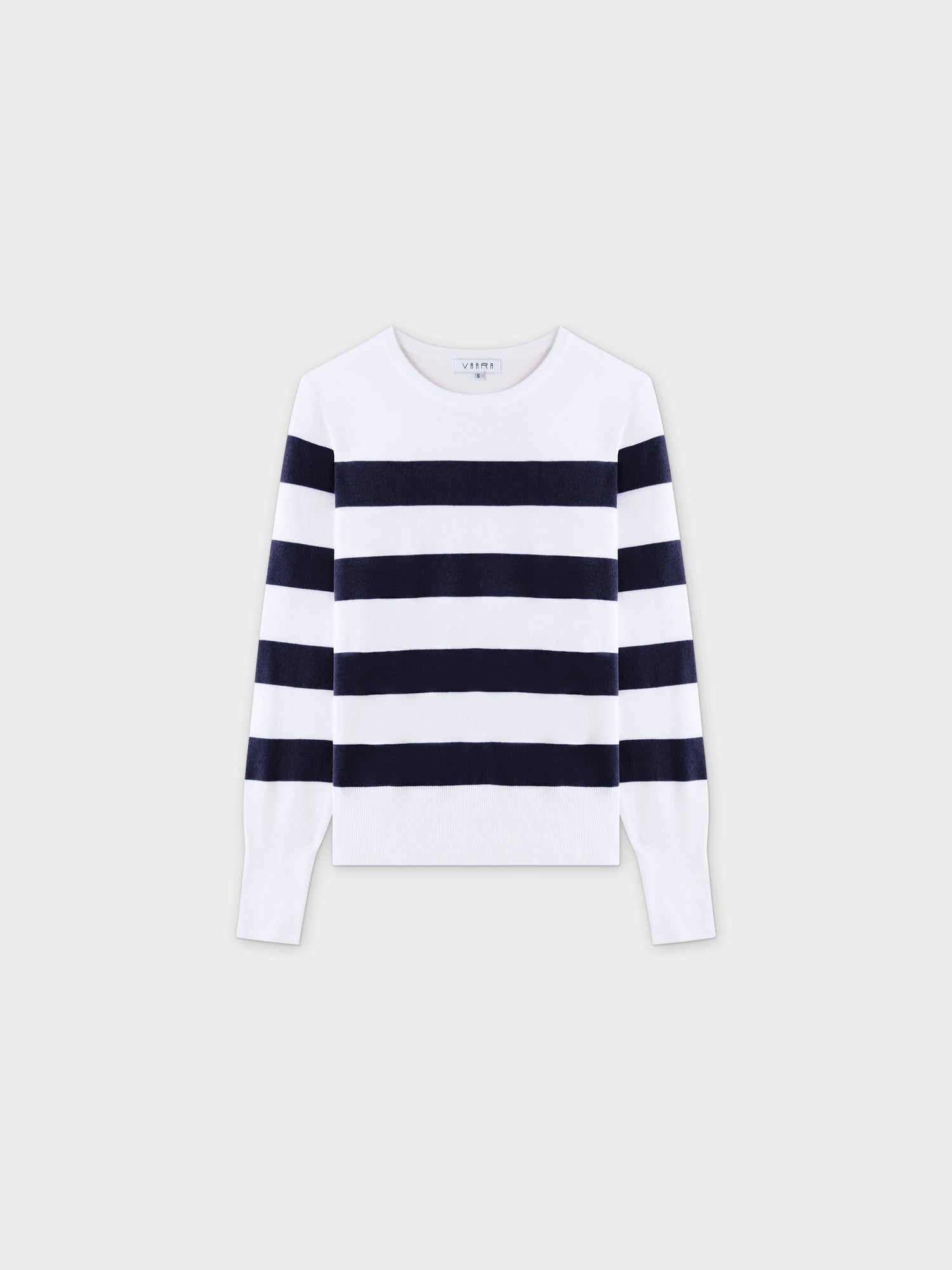 Striped Cotton Sweater-Navy