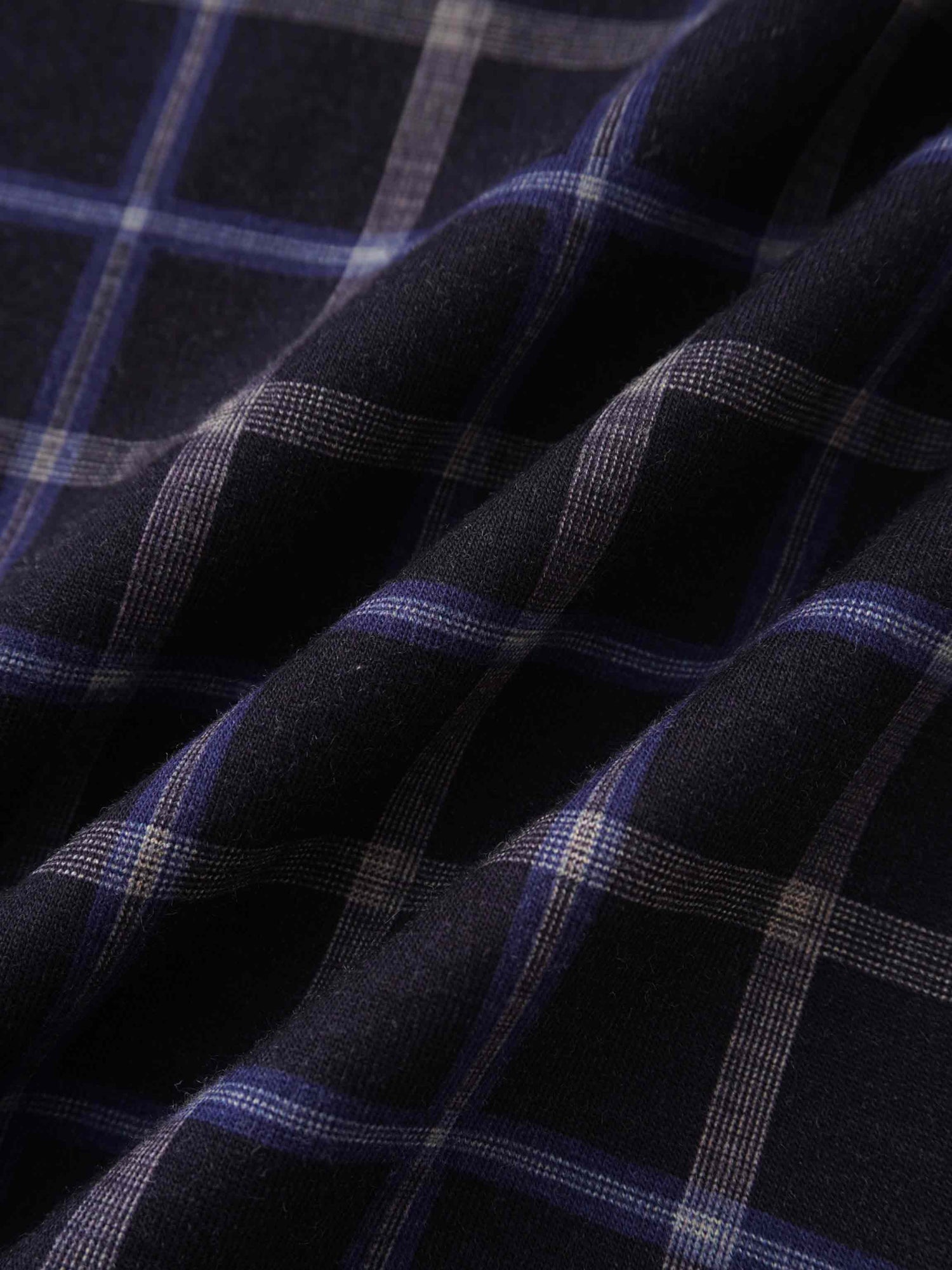 Printed Modal Turtleneck-Blue Plaid