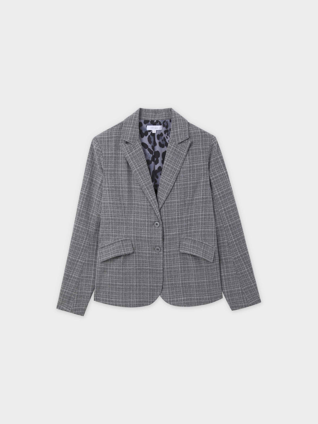 Fitted Blazer-Grey Plaid