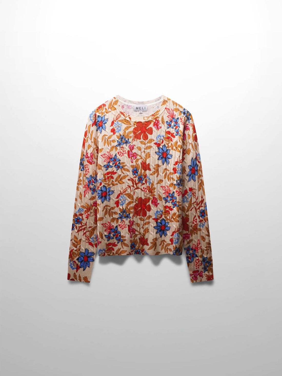 Printed Cable Knit Sweater-Autumn Bloom