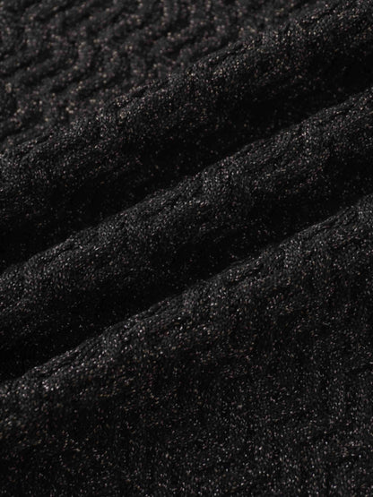 Textured Lurex Crew Sweater-Black