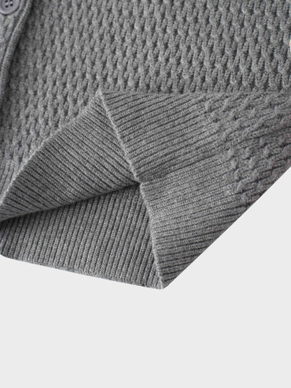 Textured Crew Cardigan-Grey