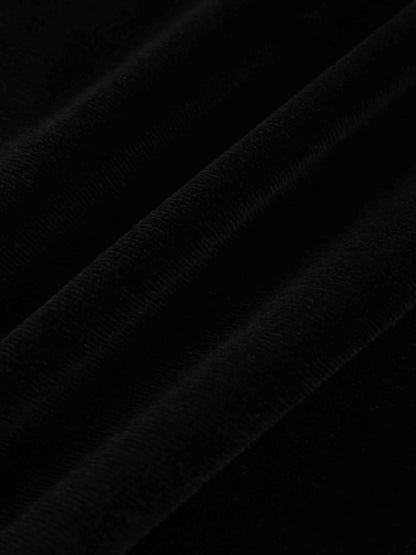 Velour Button Down Blouse-Black