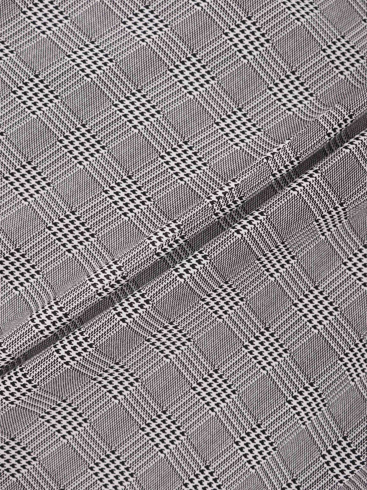 Houndstooth Pleat bottom Skirt-Black/White