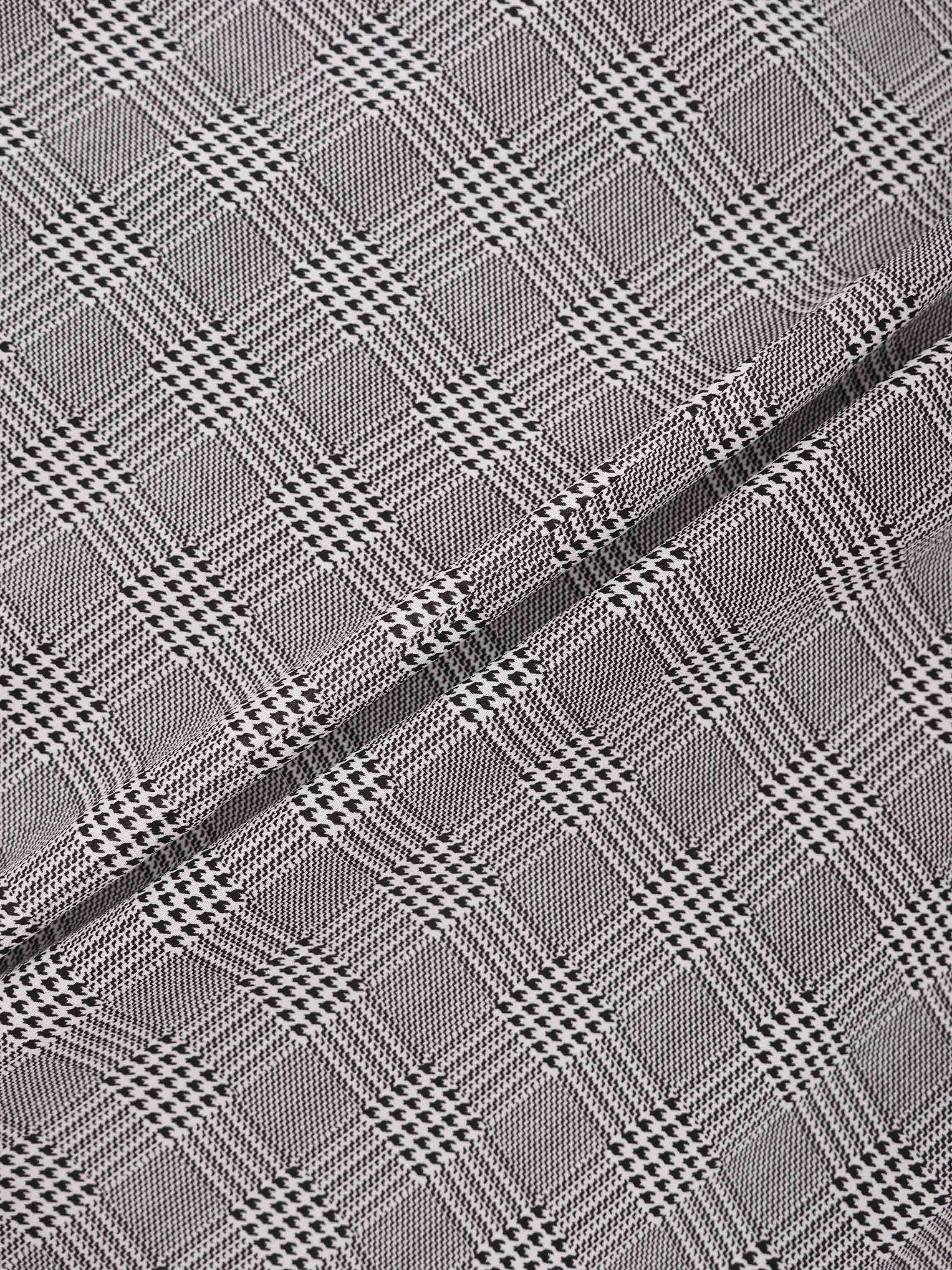 Houndstooth Pleat bottom Skirt-Black/White