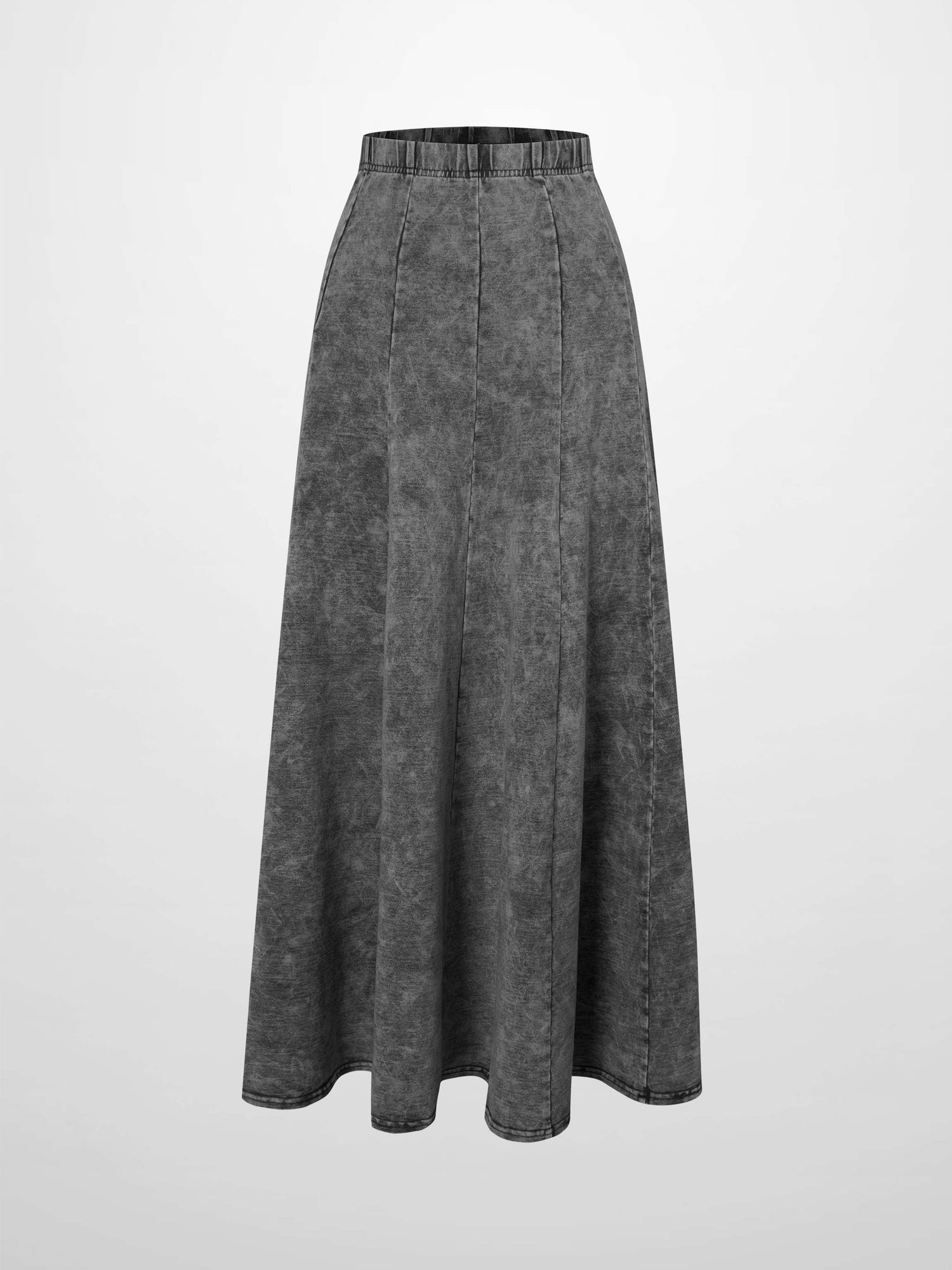 Paneled Flare Skirt 37&quot;-Black Wash