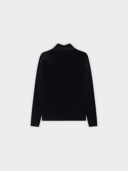 Velour Mock Neck Turtleneck-Black