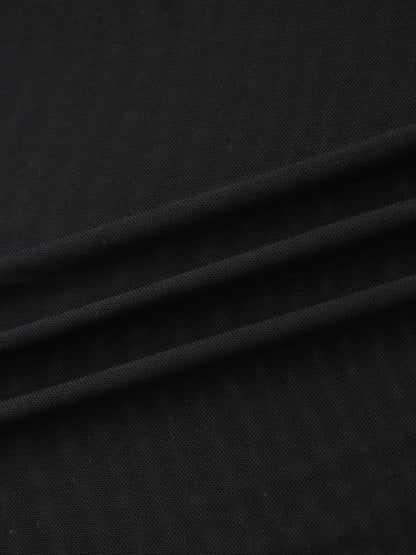 Mesh Ruffle Maxi Dress-Black
