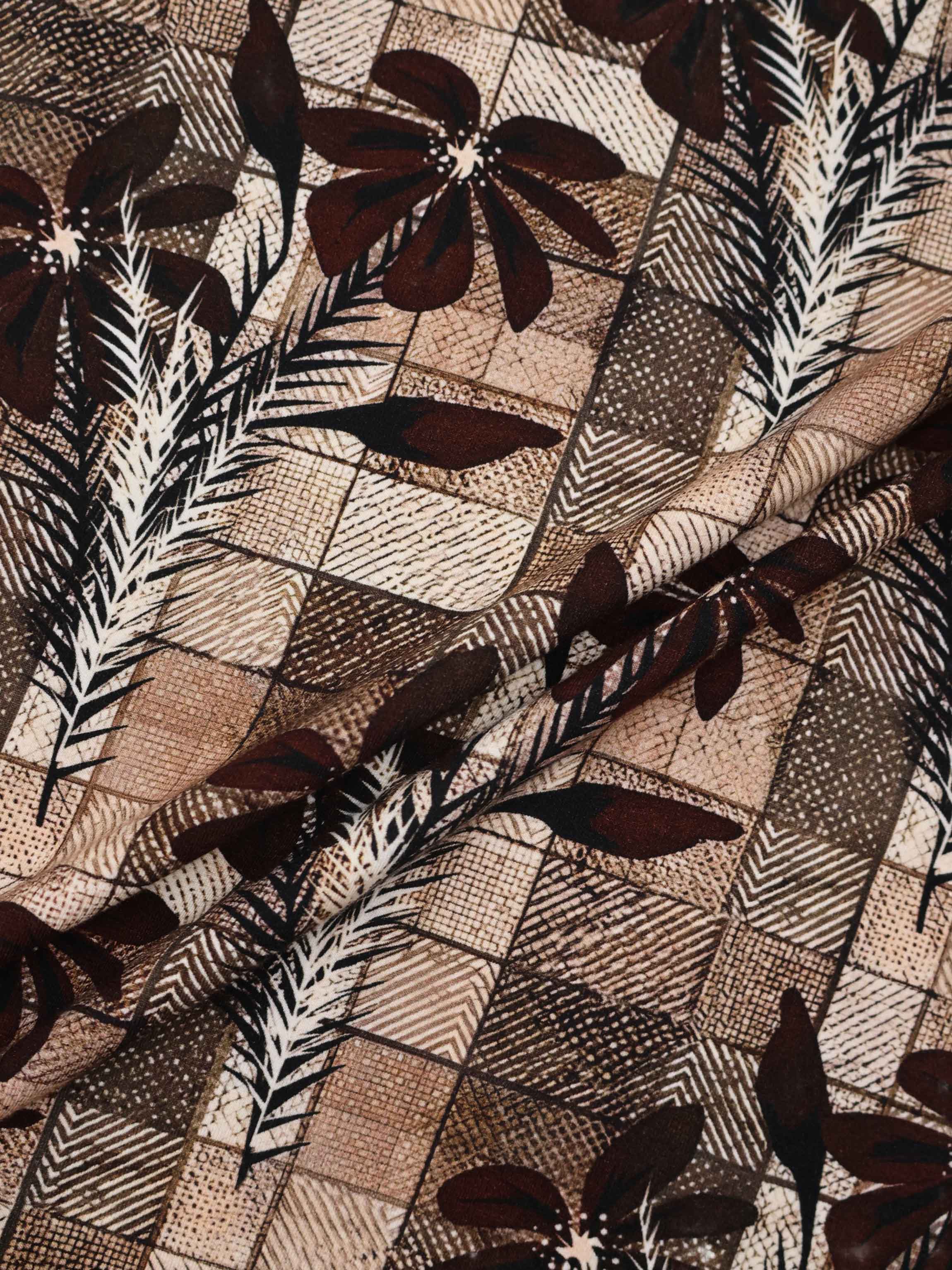 Printed Modal Turtleneck - Brown Plaid