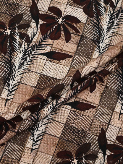 Printed Modal Turtleneck - Brown Plaid