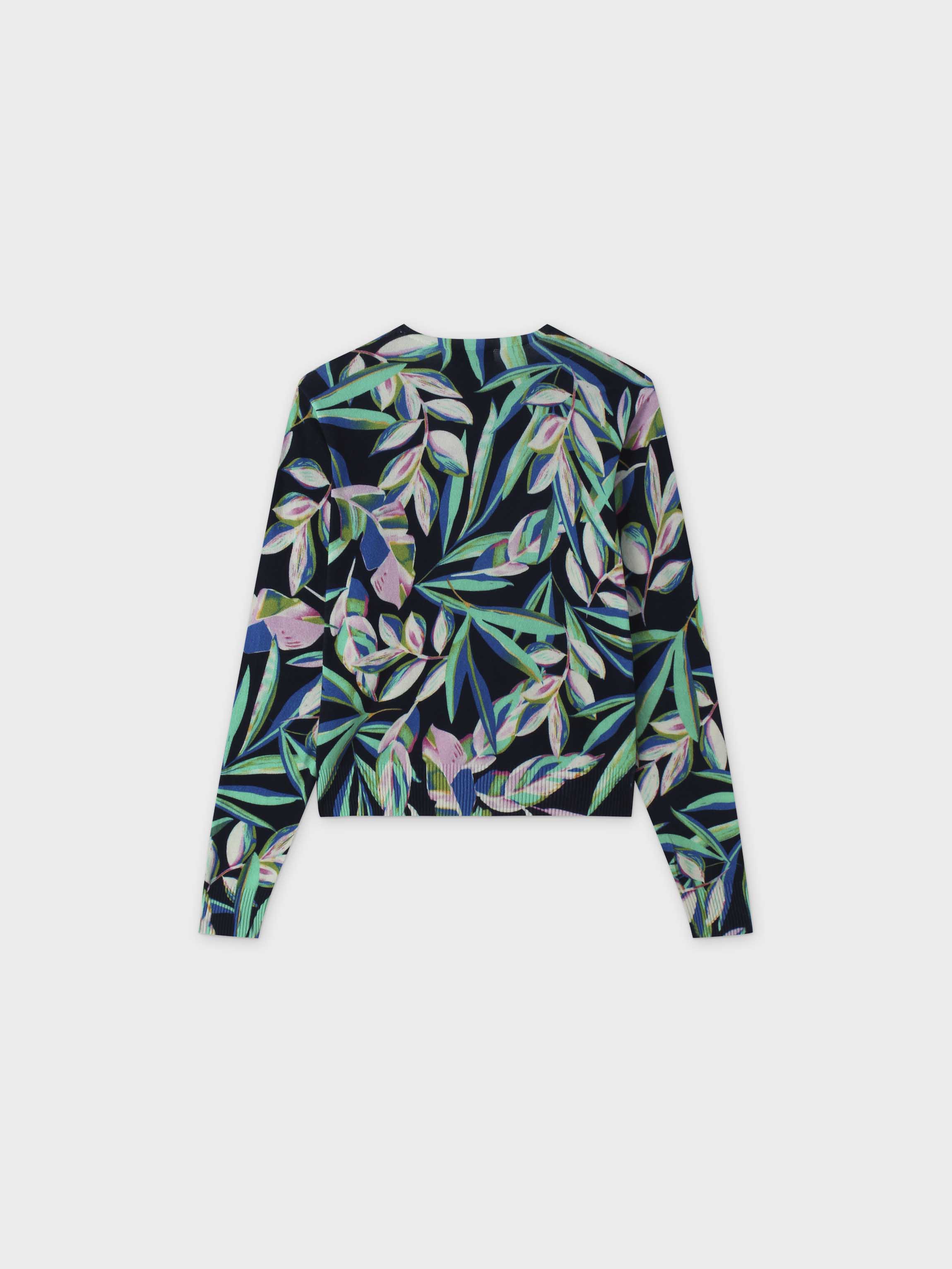 Printed Sweater-Colored Tropic Blue