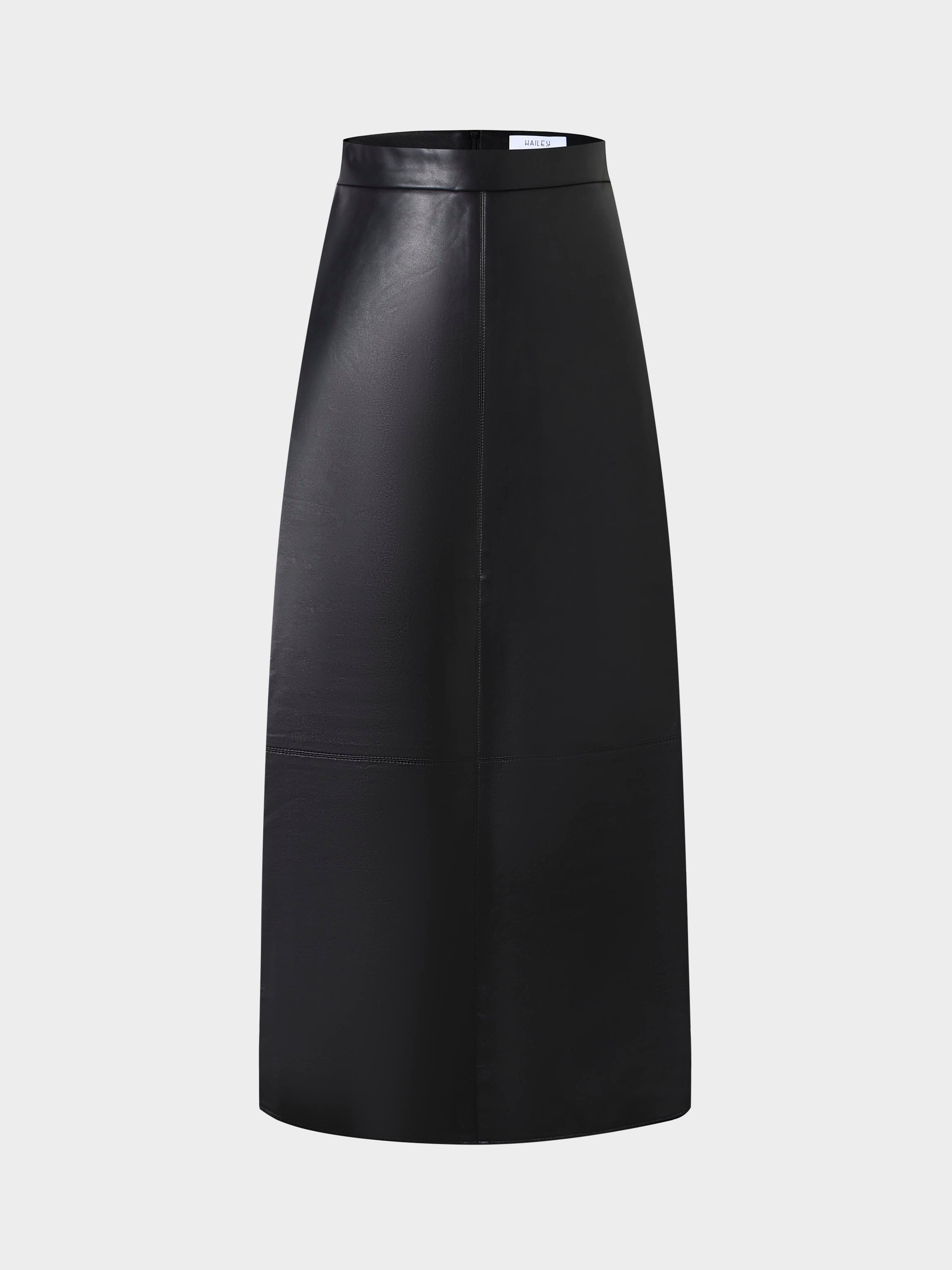 Leather A-Line Skirt-Black