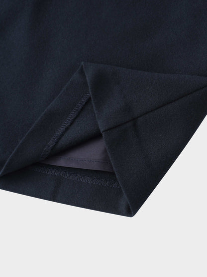 Basic A-Line Seamed Short Skirt-Navy