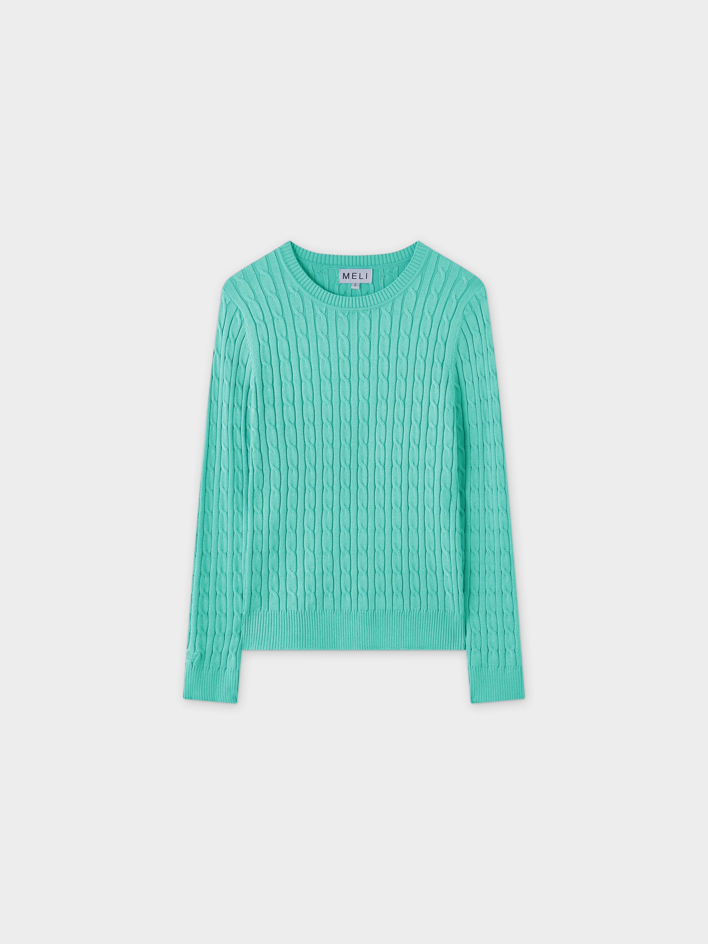 Knit Cable Sweater-Mint