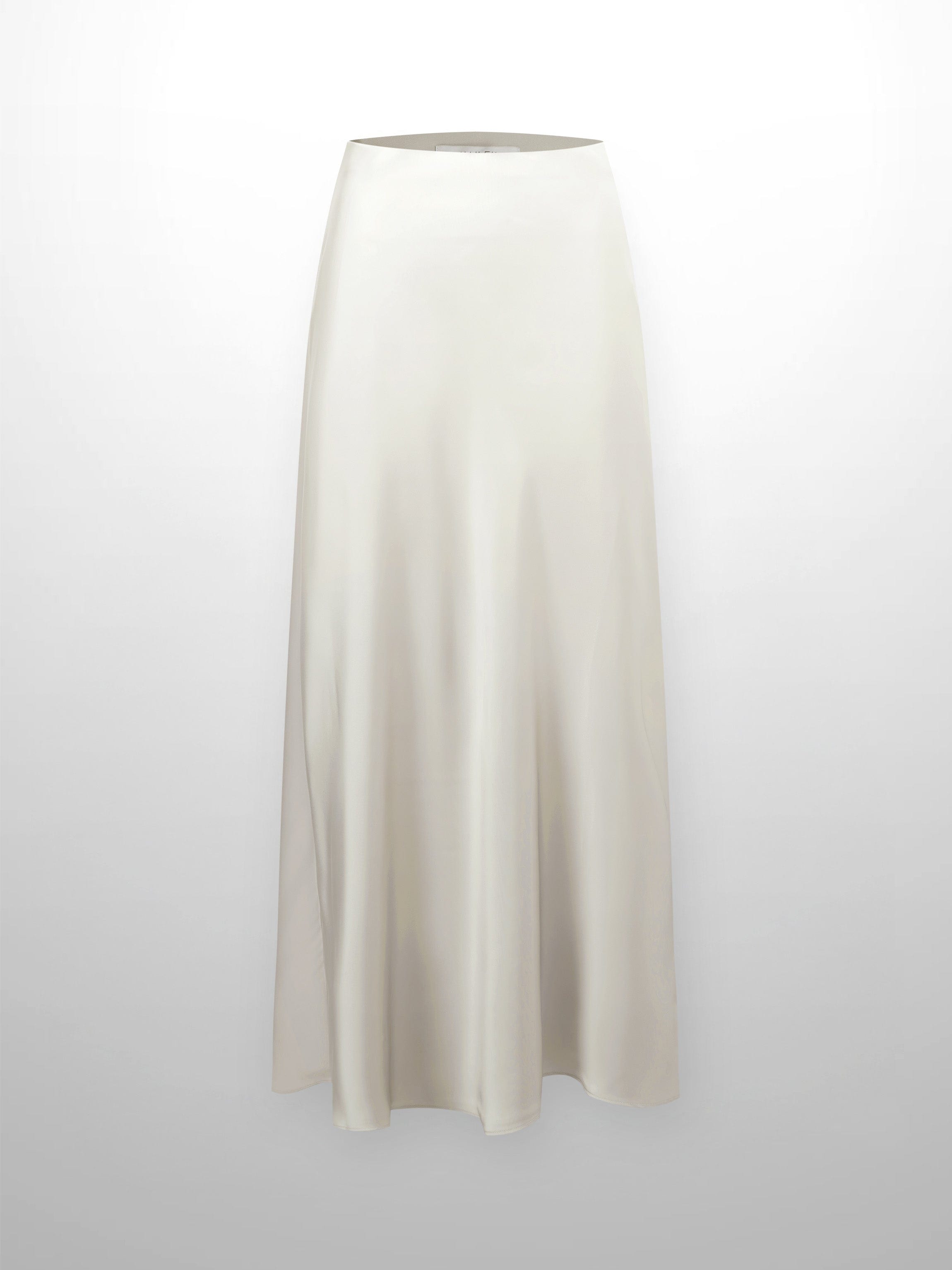 Solid Faux Satin Slip Skirt-Champagne