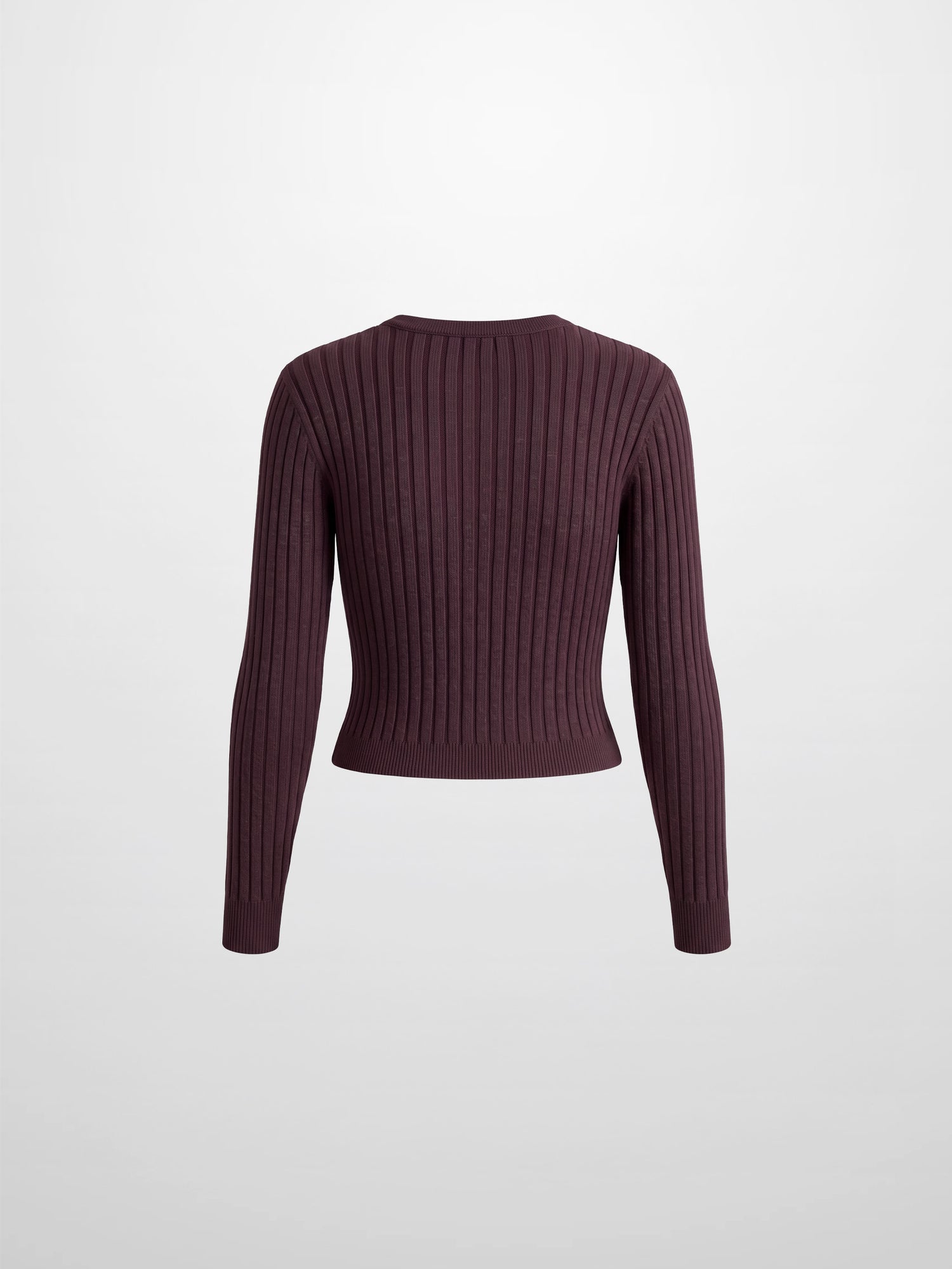 Lightweight Ribbed Cardigan 17"- Burgundy