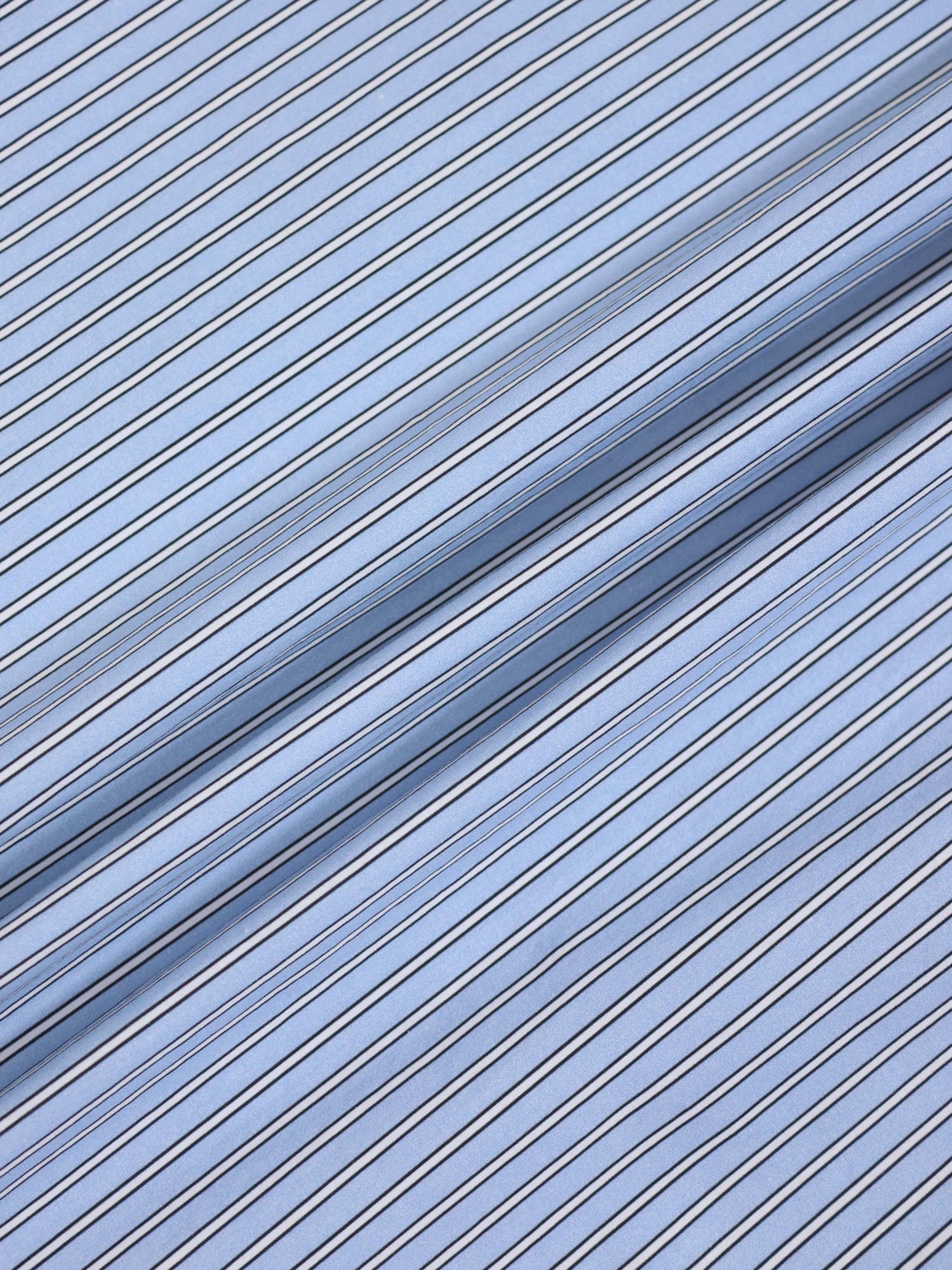 Embelished Pinstripe Crop Blouse-Blue/White