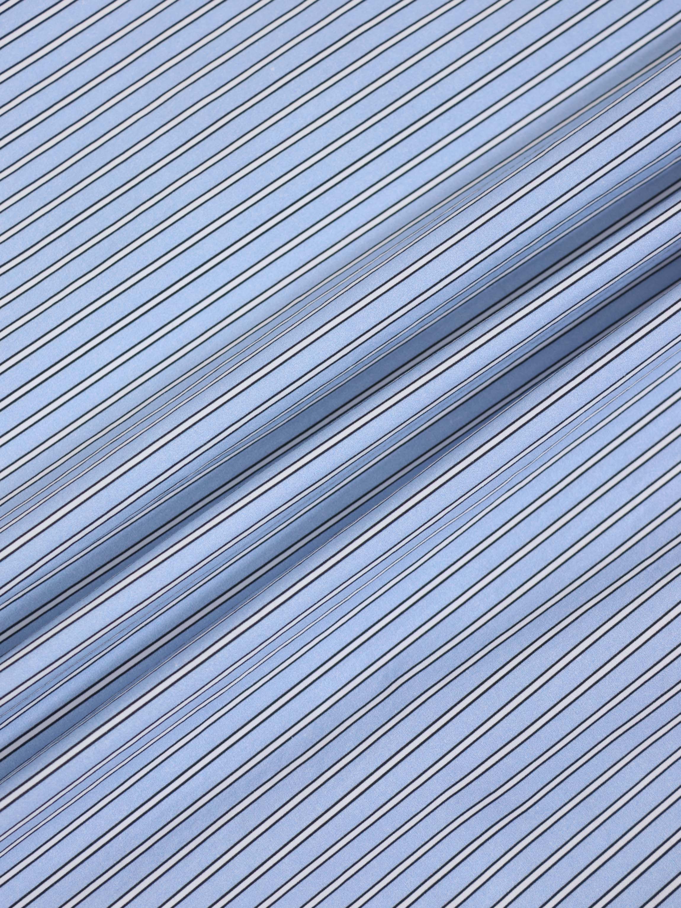 Embelished Pinstripe Crop Blouse-Blue/White