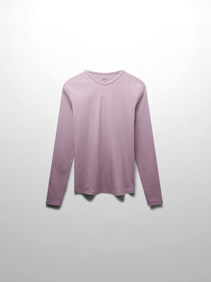Basic High V Tee Long Sleeve-Lavender