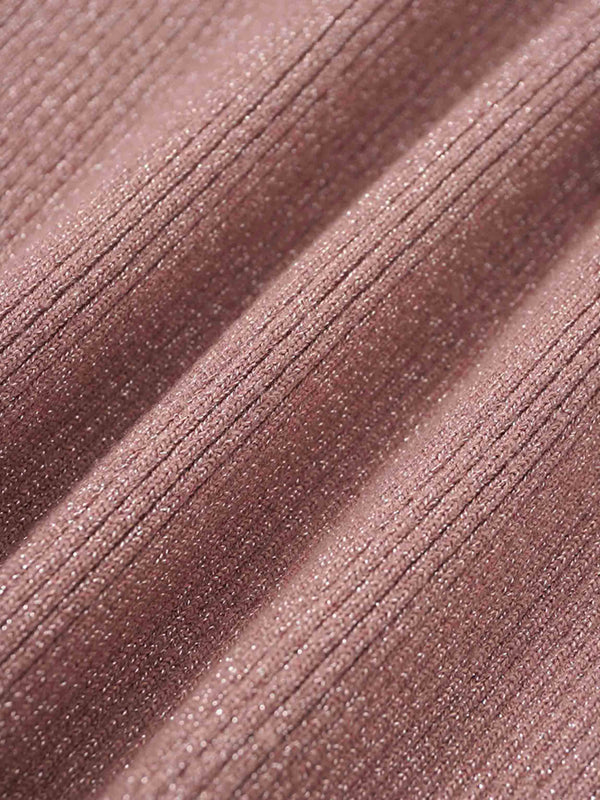 Lurex Ribbed Sweater-Mauve