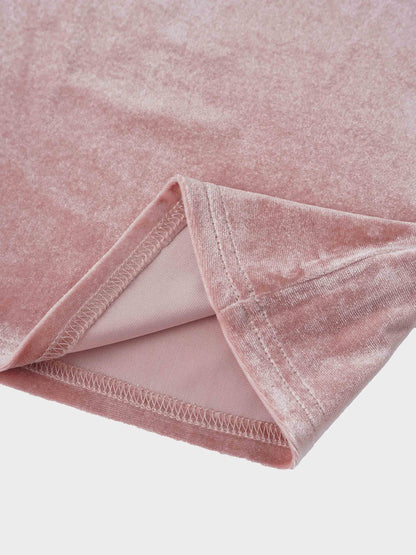 Velour Mock Neck Turtleneck-Blush
