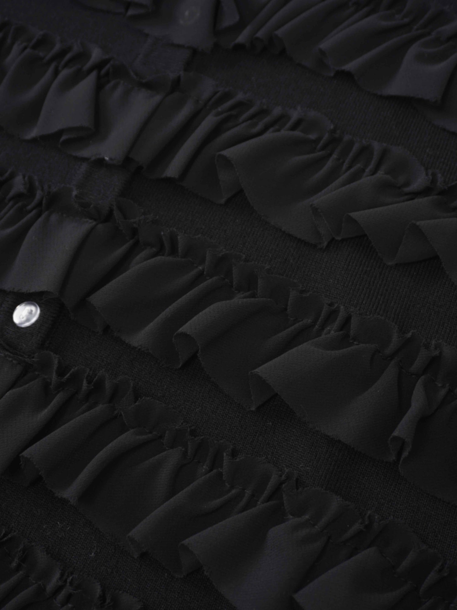 Ruffle Design Cardigan-Black
