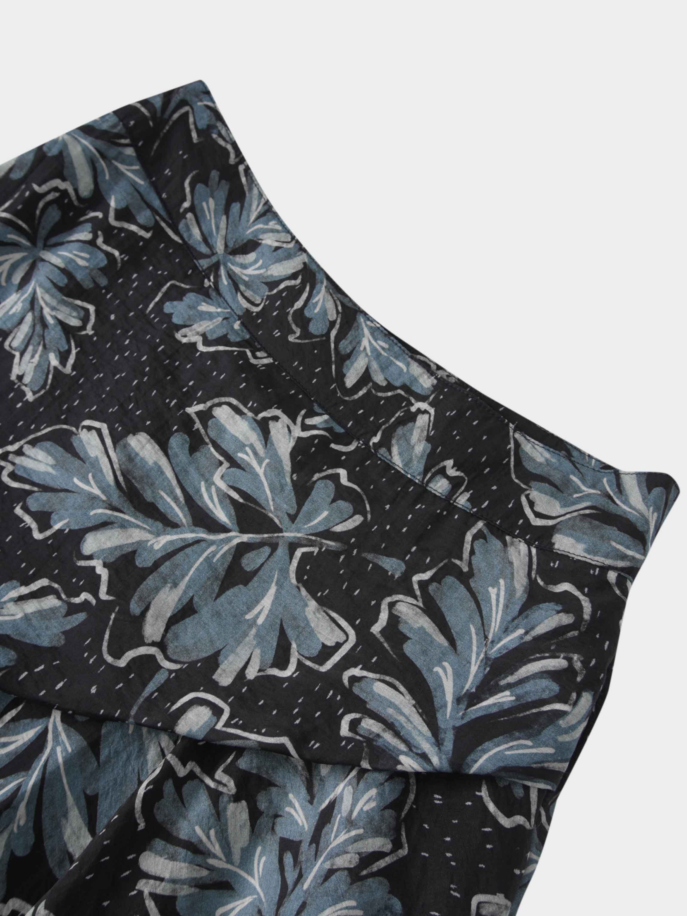 Gathered Overlay Skirt-Blue Floral