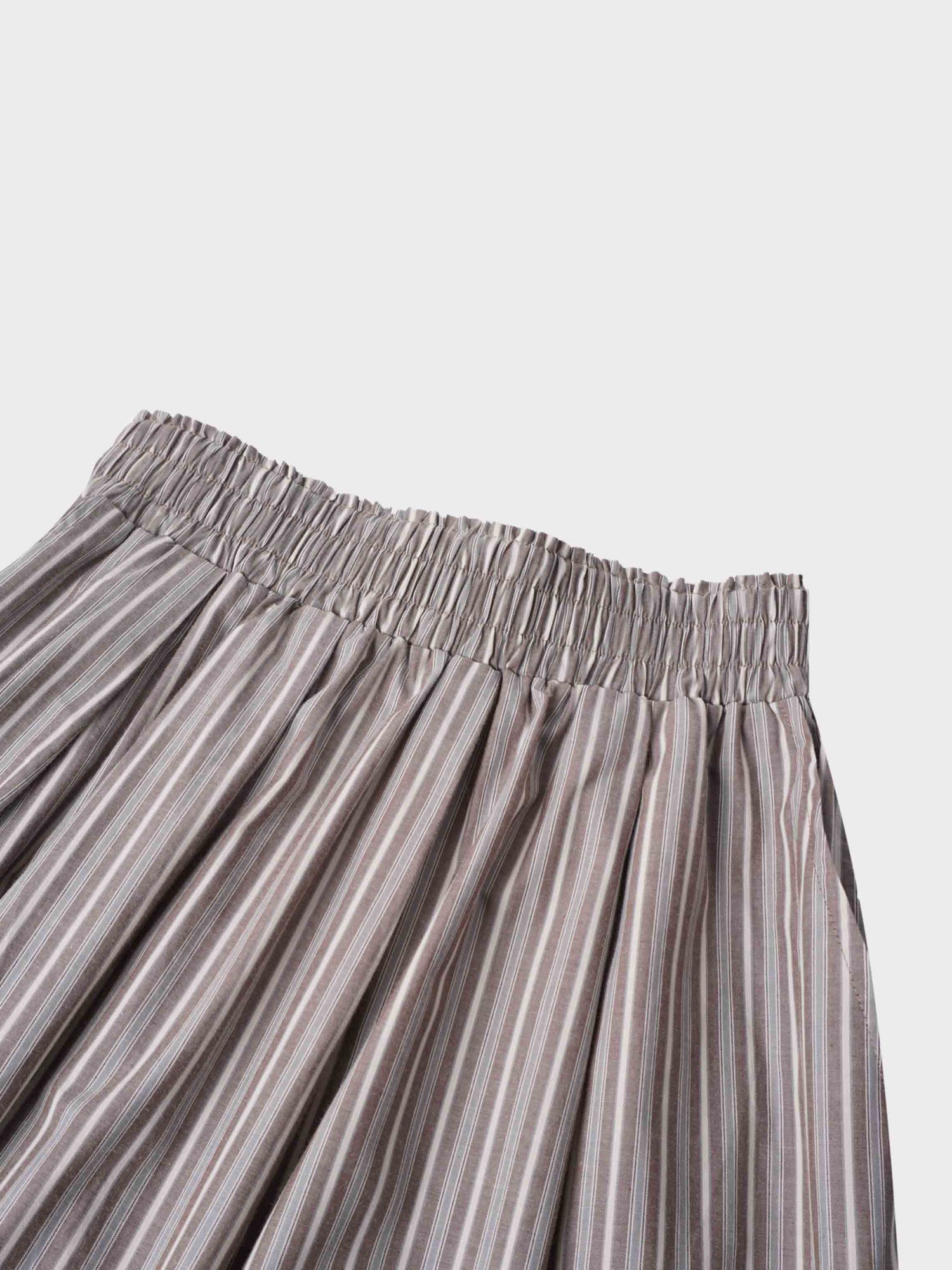 Striped Gathered Waist Skirt-Tan Stripe