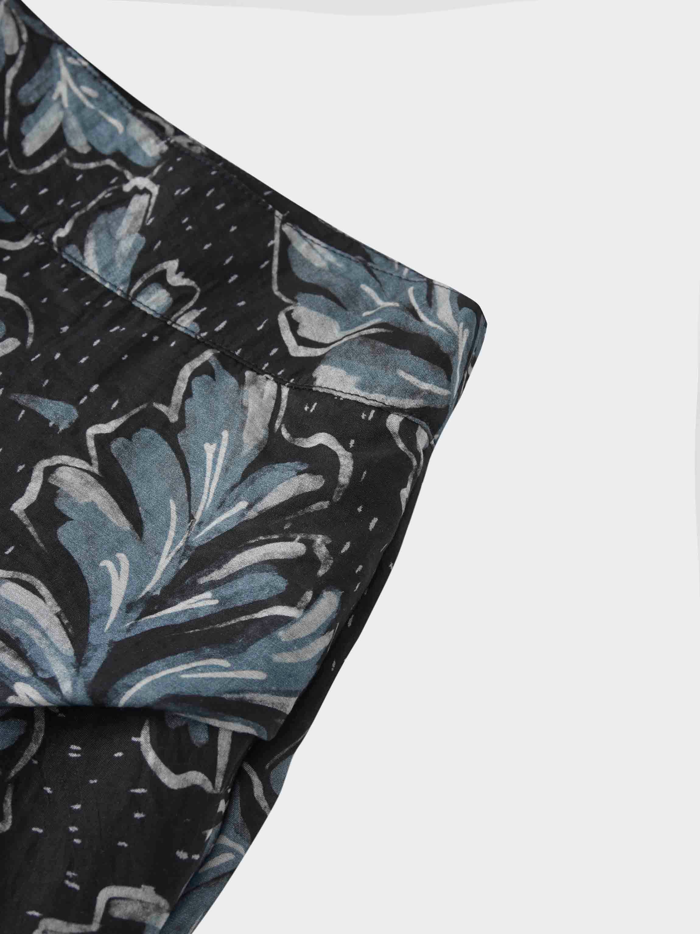 Gathered Overlay Skirt-Blue Floral