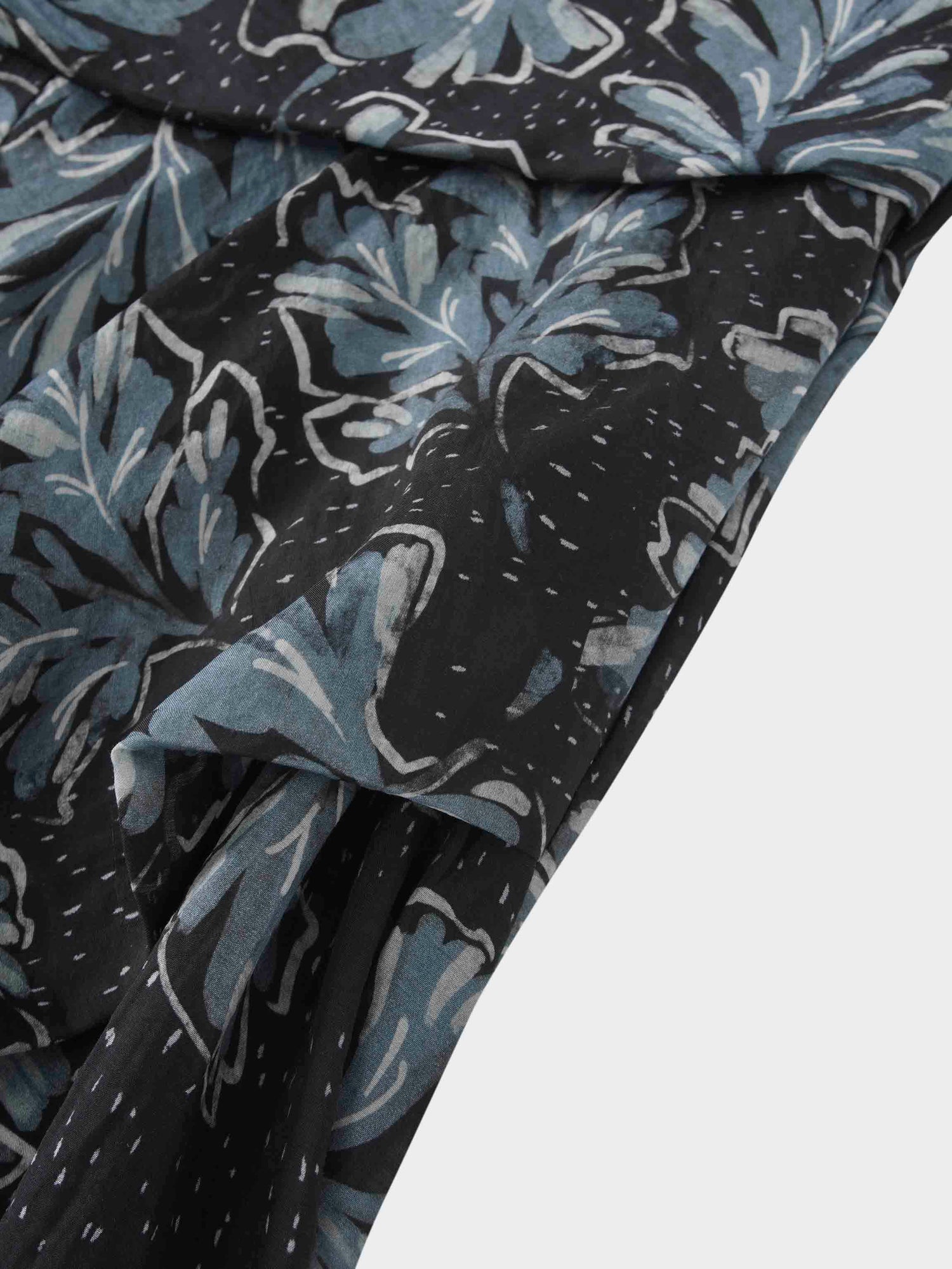 Gathered Overlay Skirt-Blue Floral