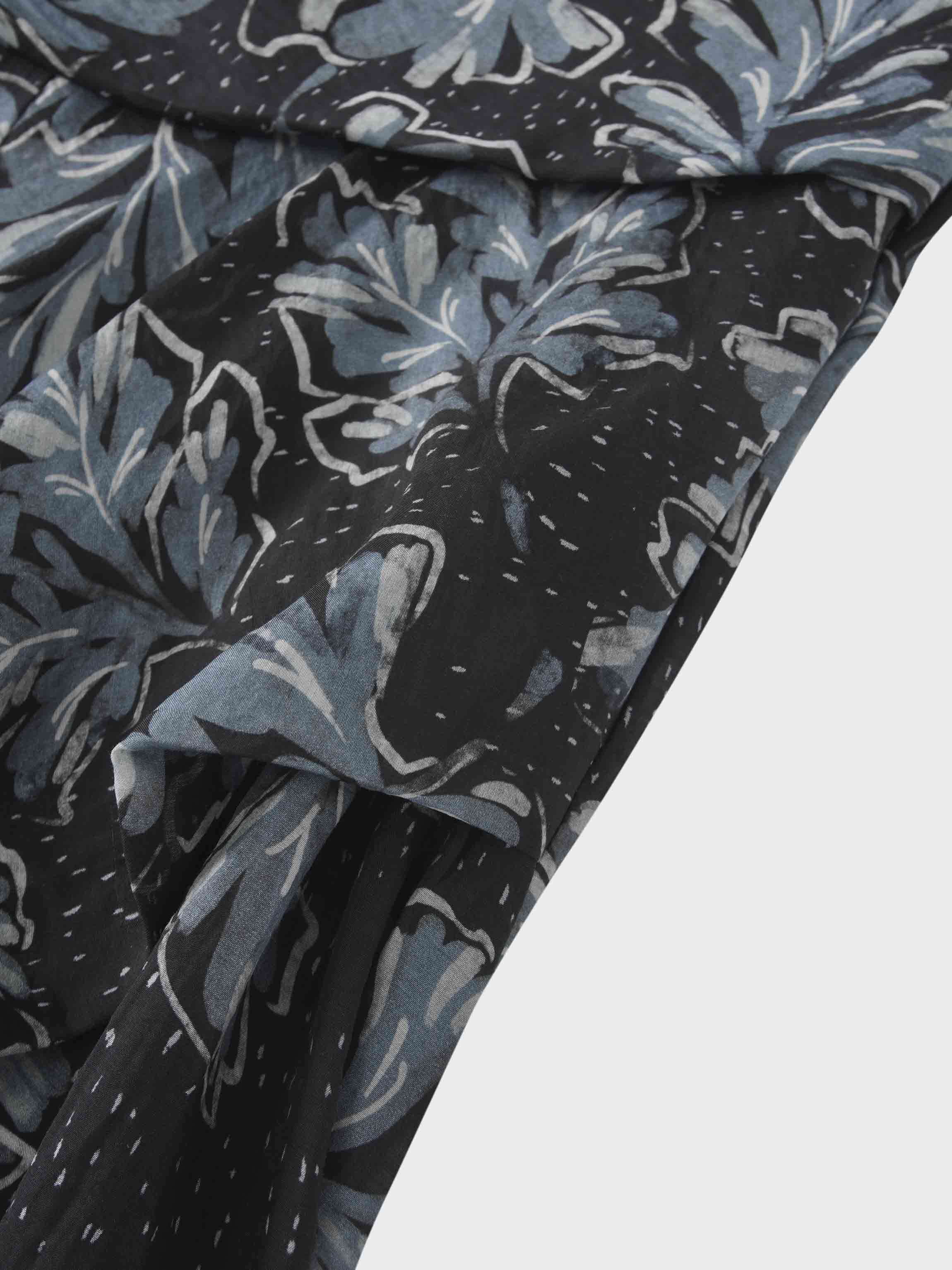 Gathered Overlay Skirt-Blue Floral