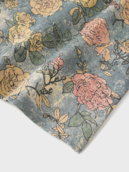 Asymmetrical Panel Skirt-Soft Floral