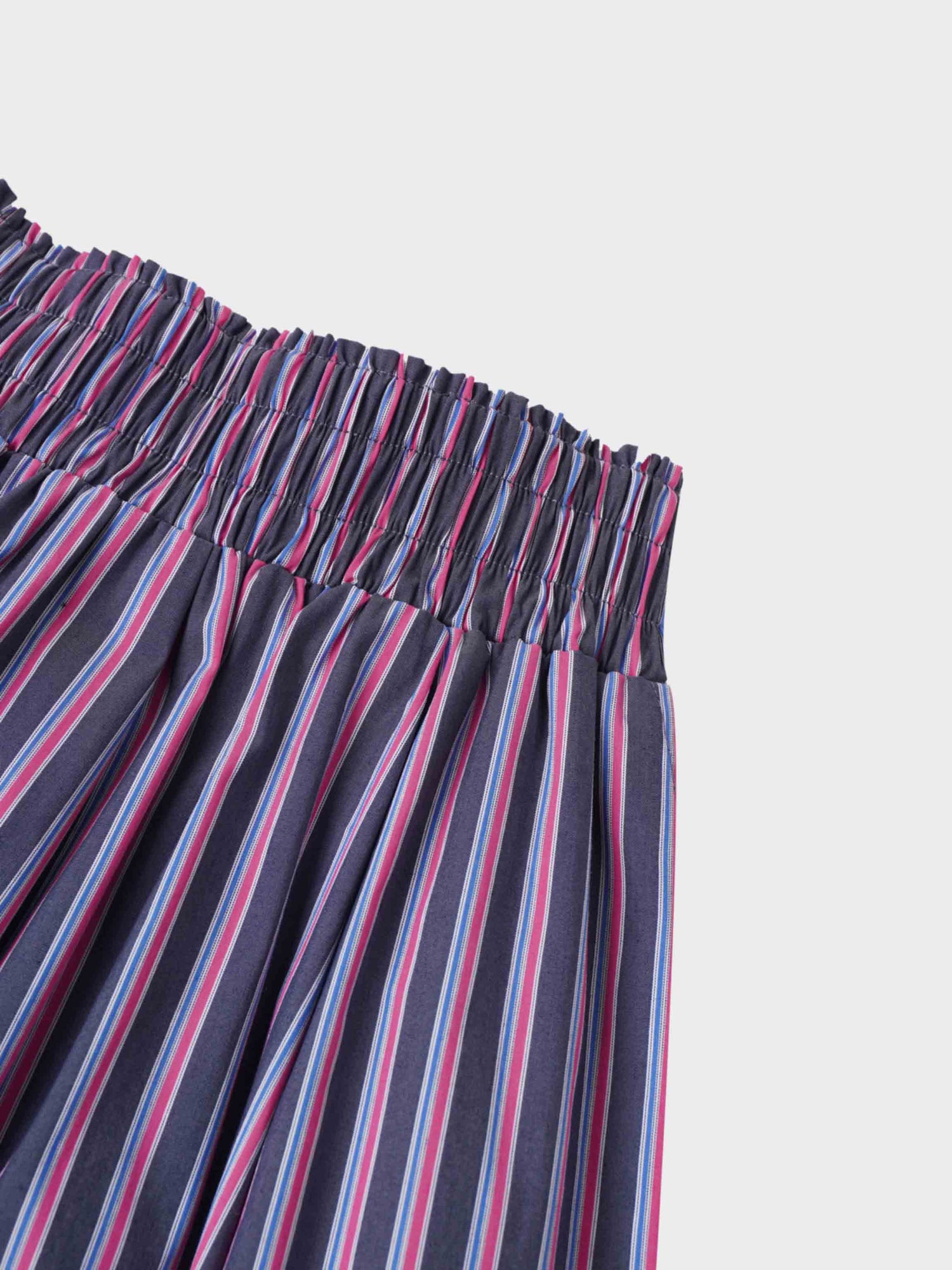 Striped Gathered Waist Skirt-Pink Stripe