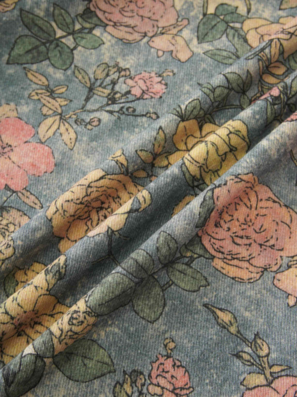 Asymmetrical Panel Skirt-Soft Floral