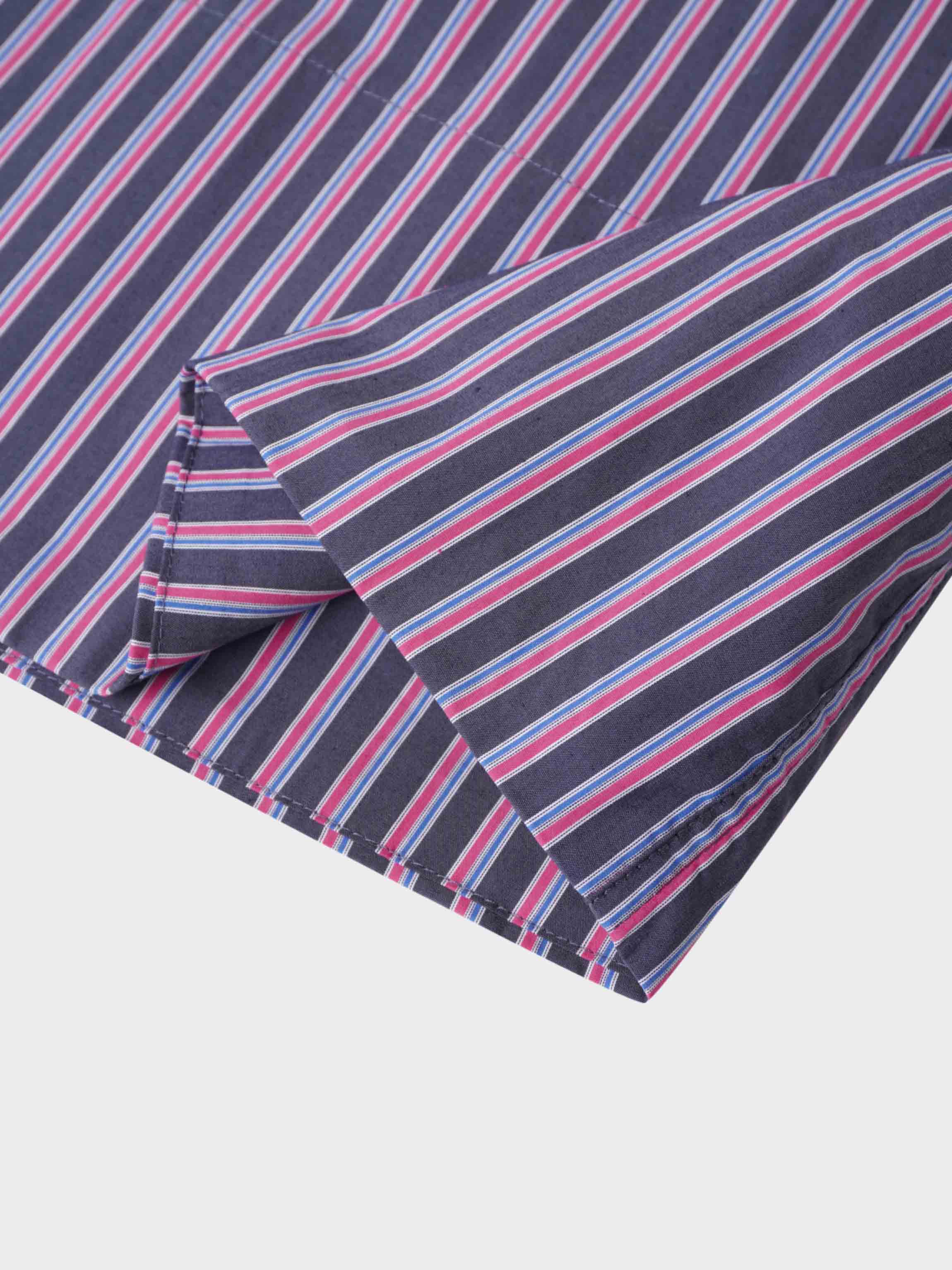 Striped Gathered Waist Skirt-Pink Stripe