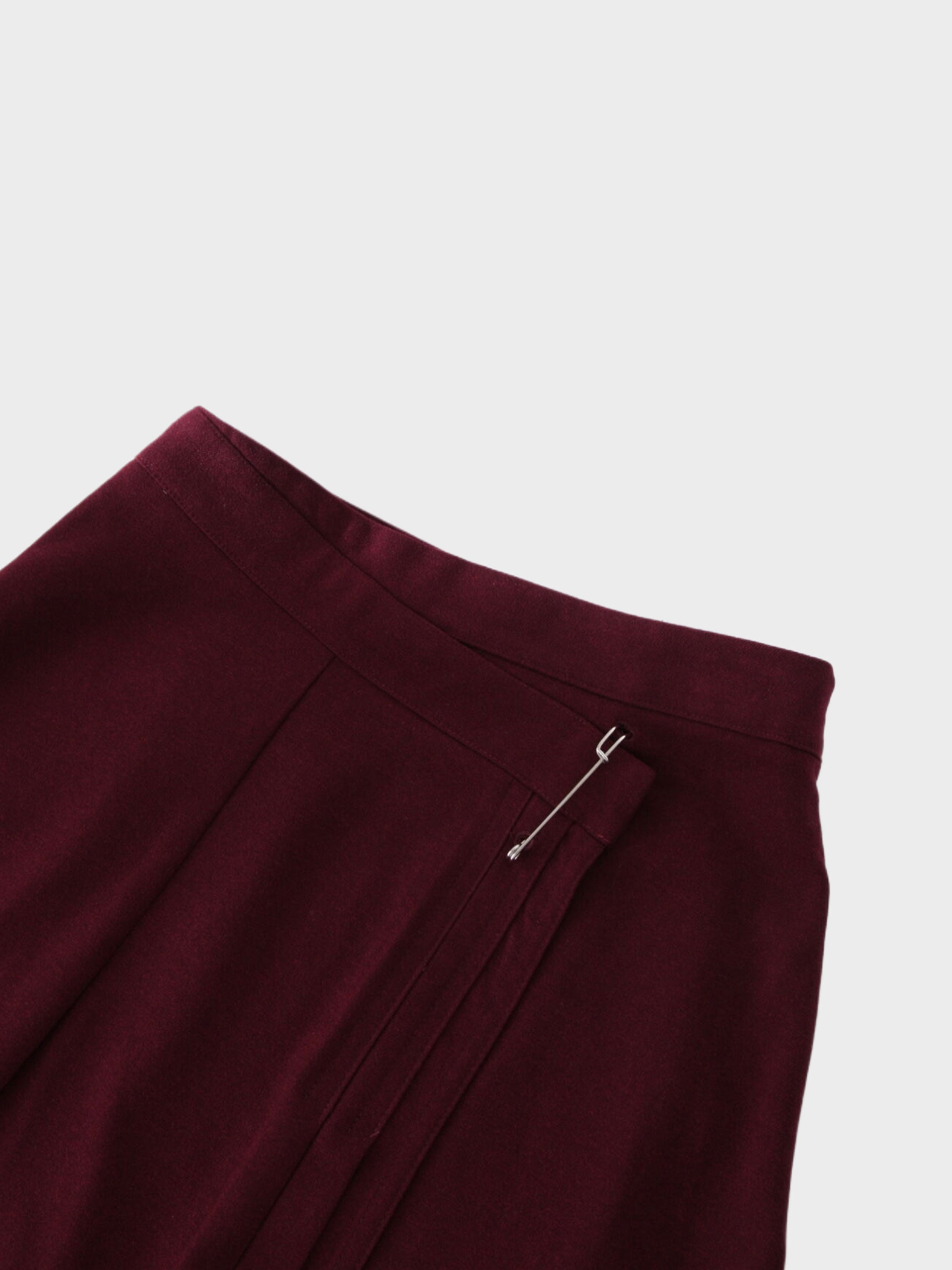 Pin Closure Wrap Skirt-Wine