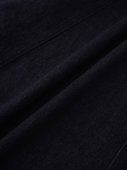 Seamed Full Denim Skirt-Dark Blue