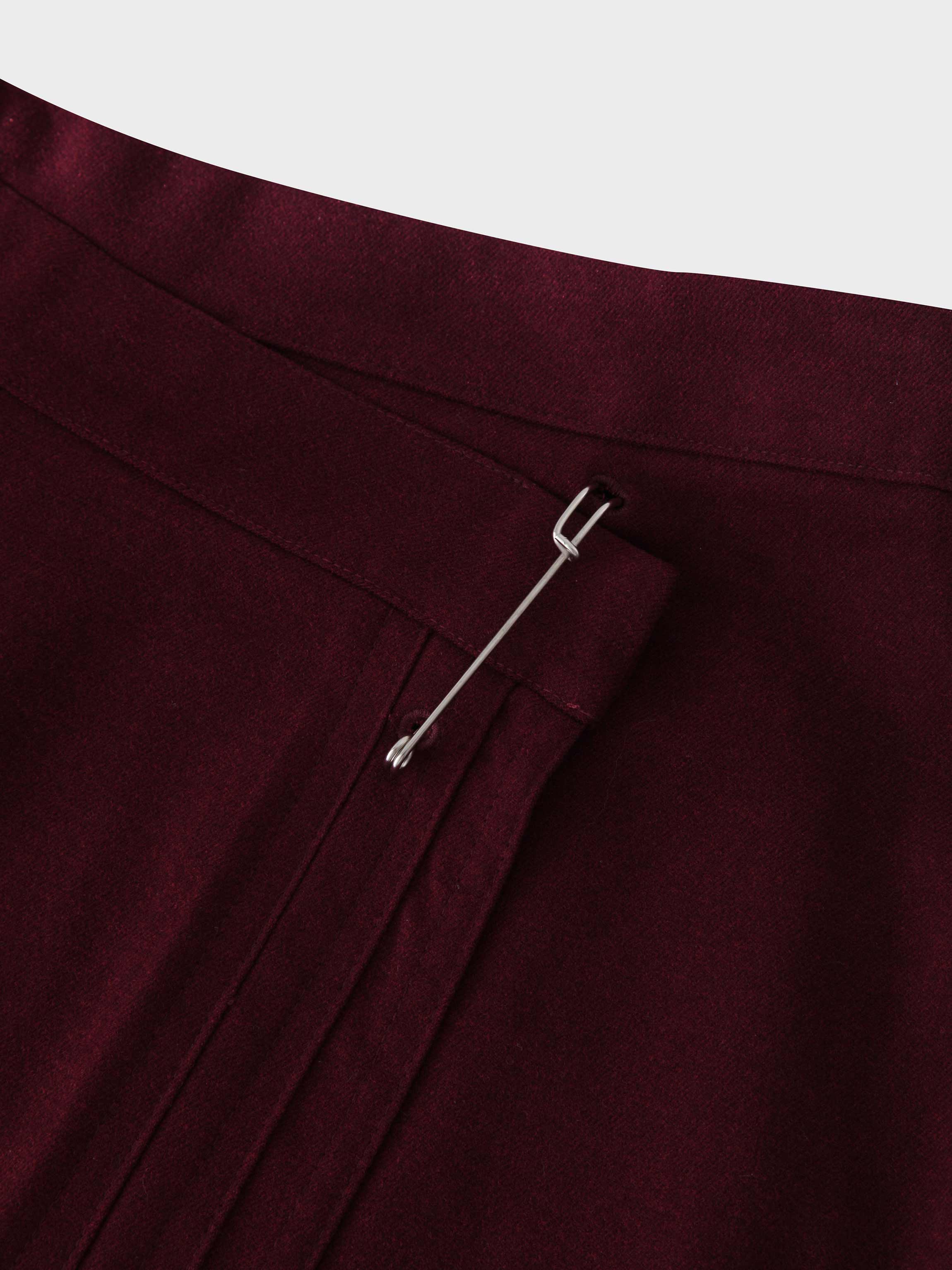 Pin Closure Wrap Skirt-Wine