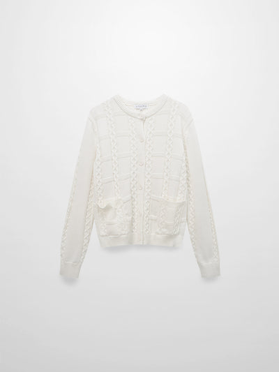 Cable Design Cardigan-Ivory