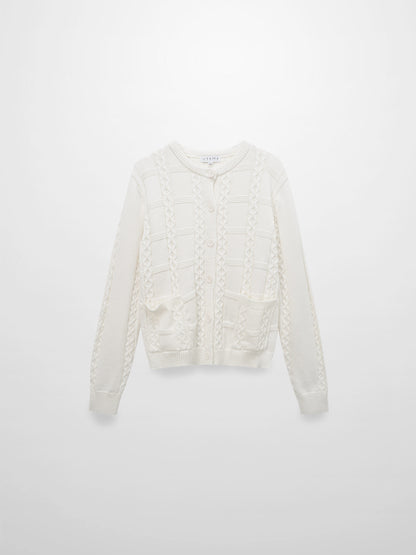 Cable Design Cardigan-Ivory