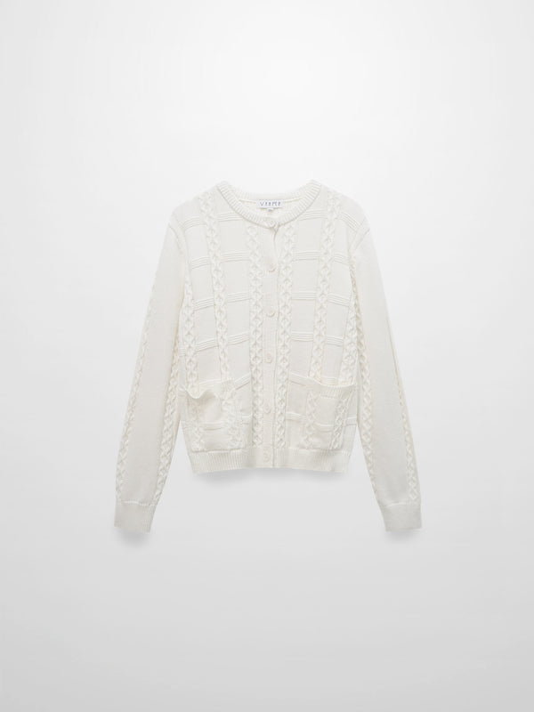Cable Design Cardigan-Ivory