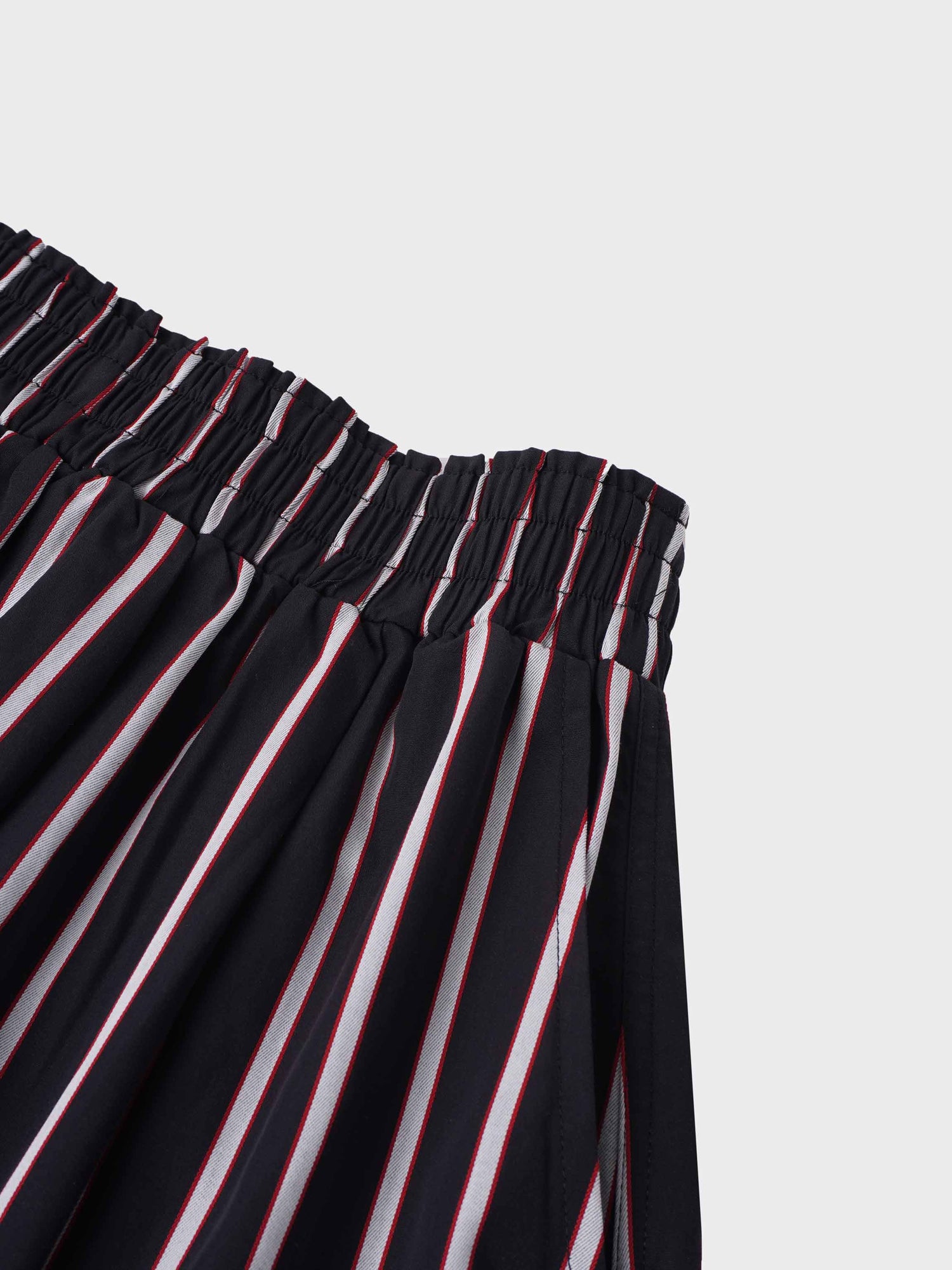 Striped Gathered Waist Skirt-Nautical Stripe